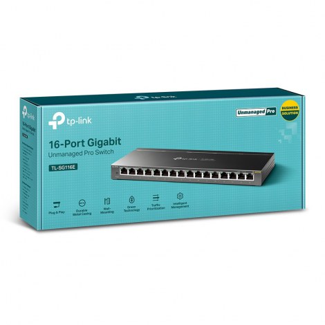 TP-LINK | Switch | TL-SG116E | Web managed | Wall mountable | 1 Gbps (RJ-45) ports quantity 16 | Power supply type External | 36 - 2